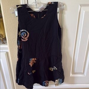 Kids Casual Black Dress with Colorful tie dye rainbow Patterns